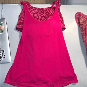 Pink LuluLemon tank with built in cheetah bra